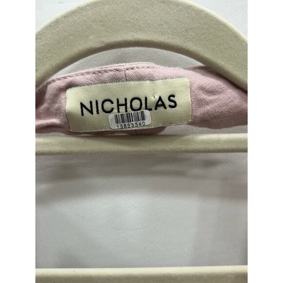 Nicholas Womens Nia Linen Halterneck Vest Button-Front Tie Back Pastel Pink Sz 6 - Picture 5 of 10
